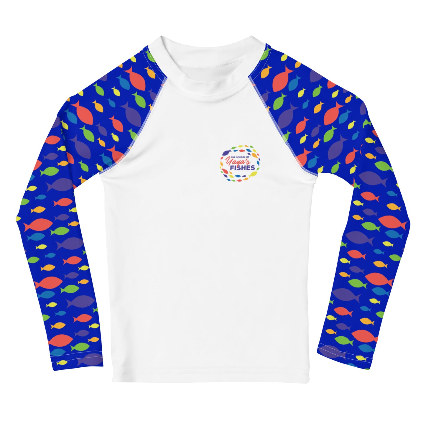 Toddler/Children's Rash Guard - White with Blue Sleeves