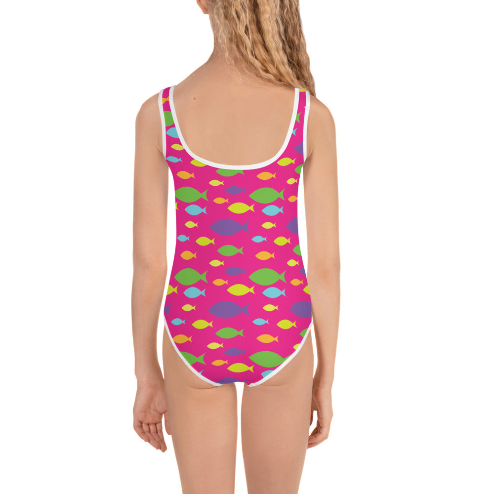 Toddler/Children Swimsuit - BRIGHTSwim Fish Print Pink