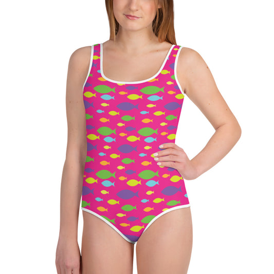 Youth/Teen Swim Suit - BRIGHTSwim Fish Print Pink