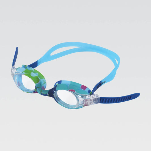 Description: Blue, floral swim google for children