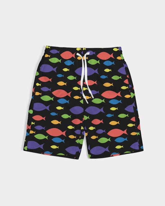Description: Swim shorts in black fish print