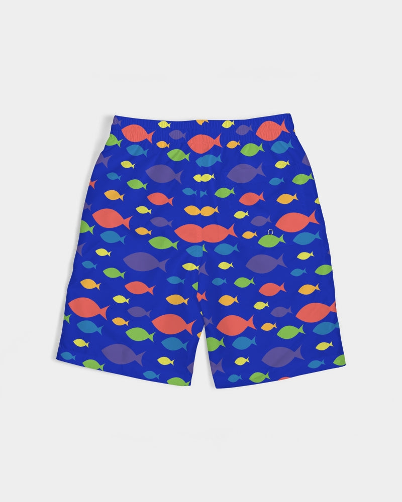 Kid's Swim Shorts - Fish Pattern in Blue