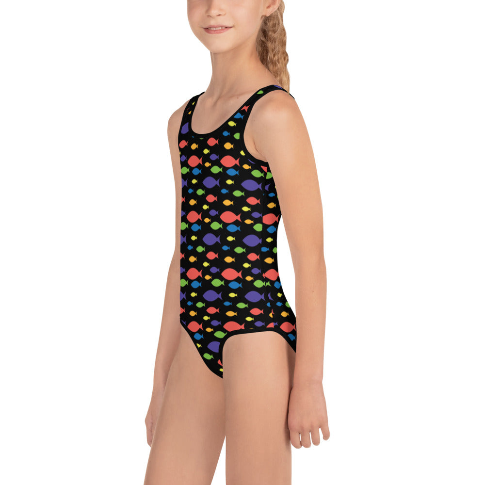 Description: Swimsuit in black fish print