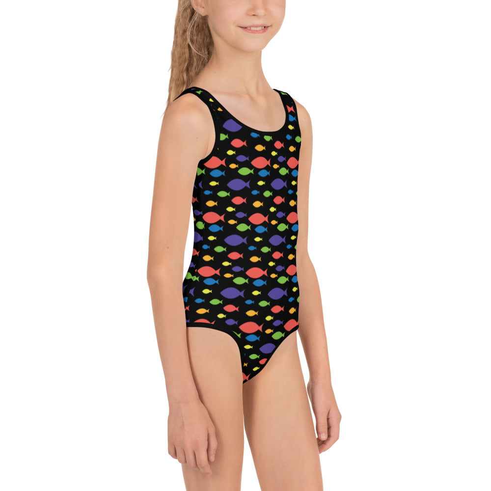 Description: Swimsuit in black fish print