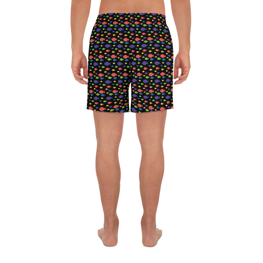 Description: Swim shorts in black fish print