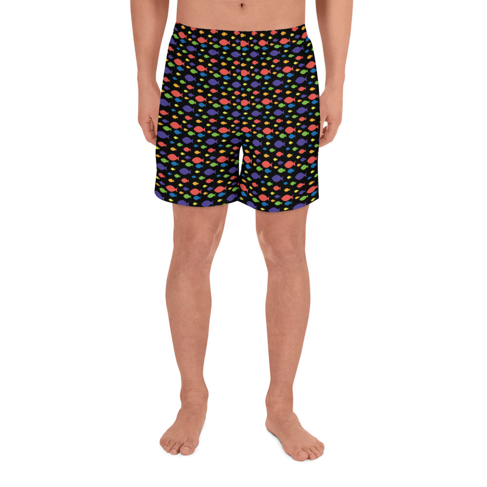 Description: Swim shorts in black fish print