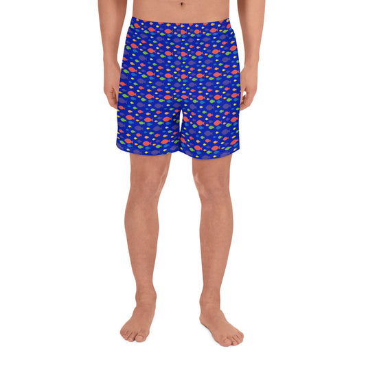 Description: Swim shorts in blue fish print