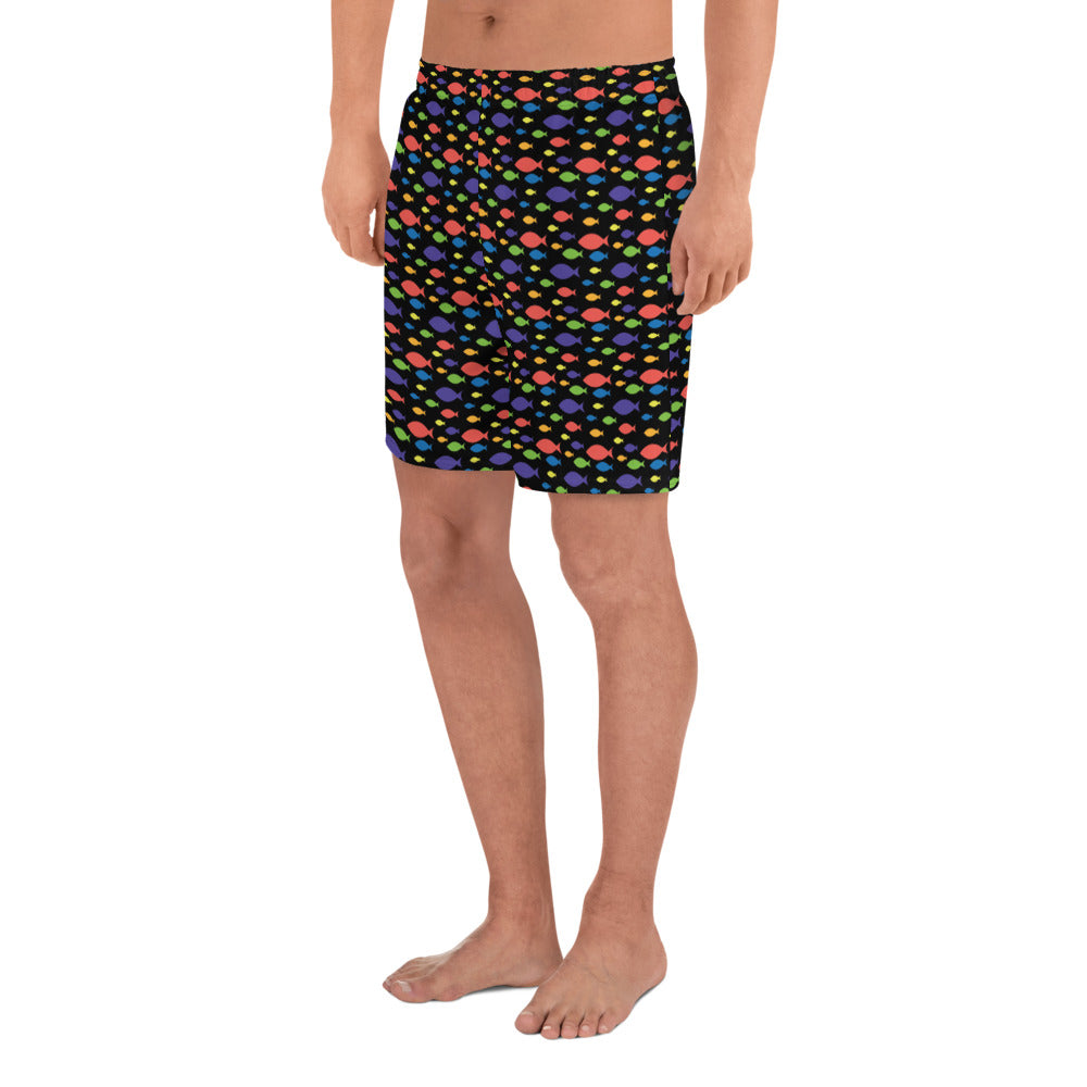 Description: Swim shorts in black fish print