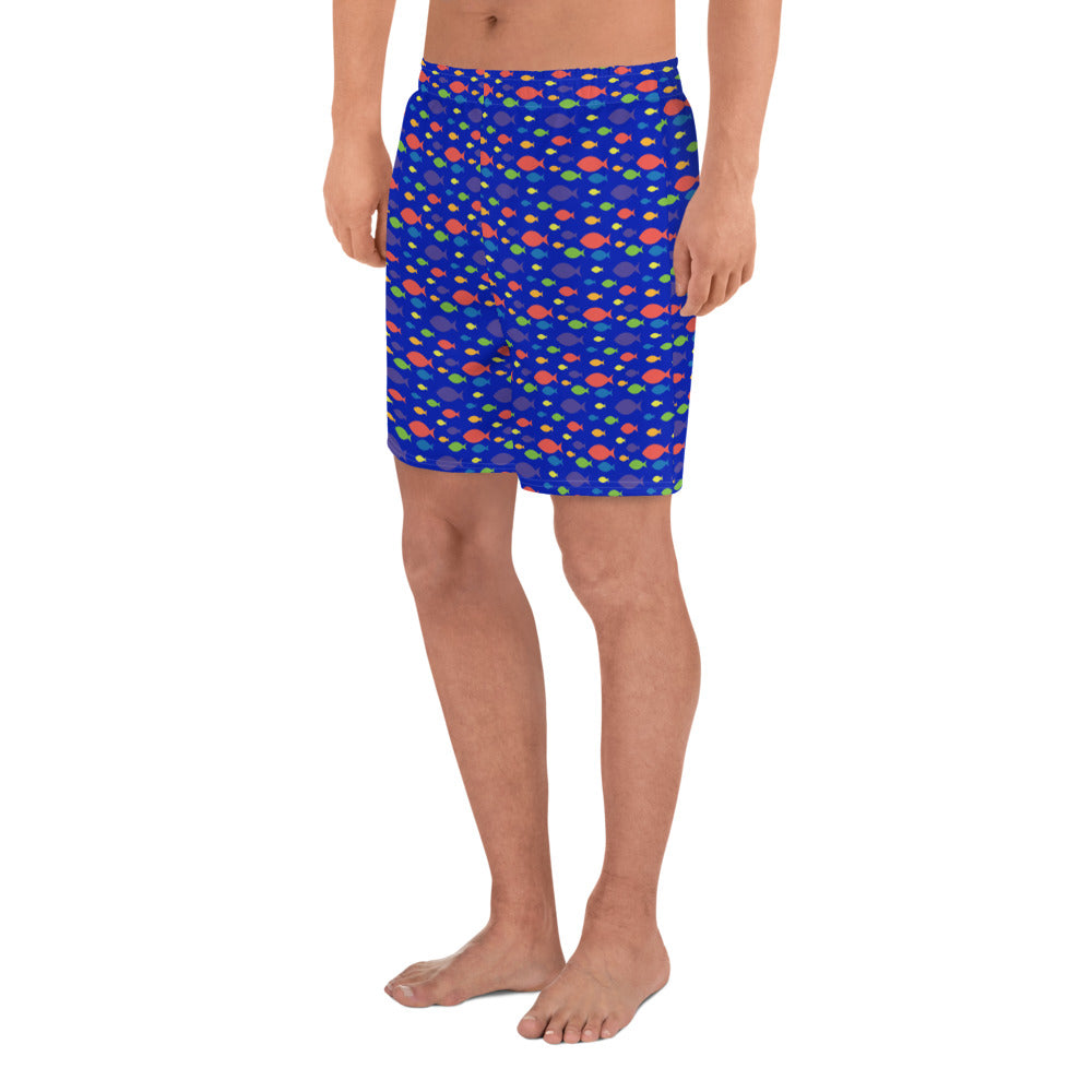 Description: Swim shorts in blue fish print