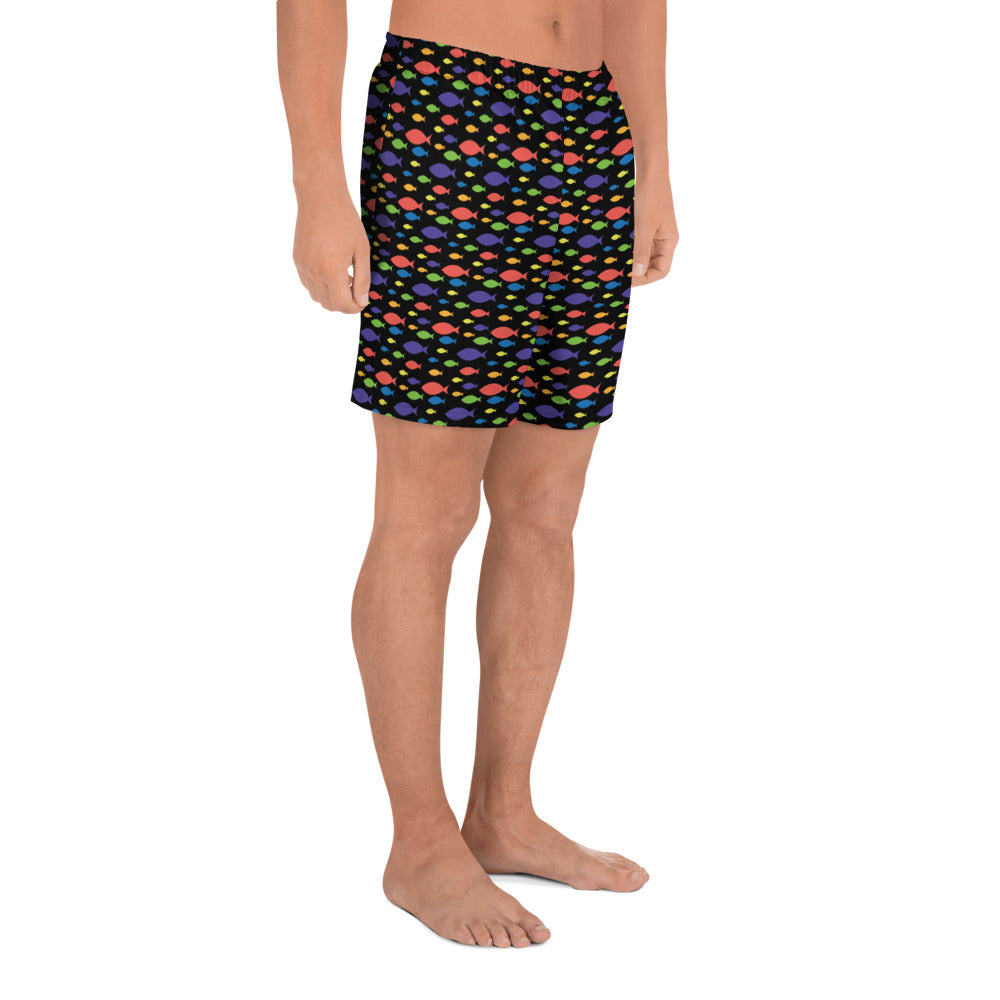 Description: Swim shorts in black fish print