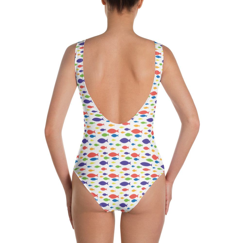 Women's Swimsuit - Fish Print White