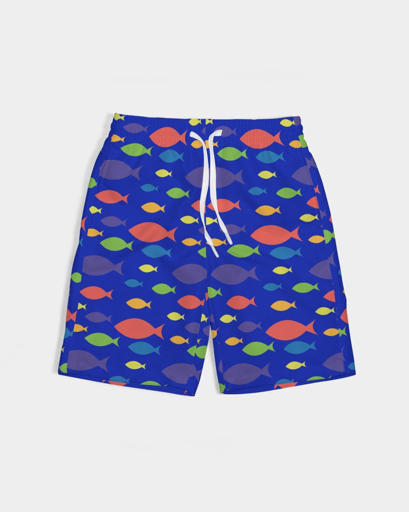 Kid's Swim Shorts - Fish Pattern in Blue